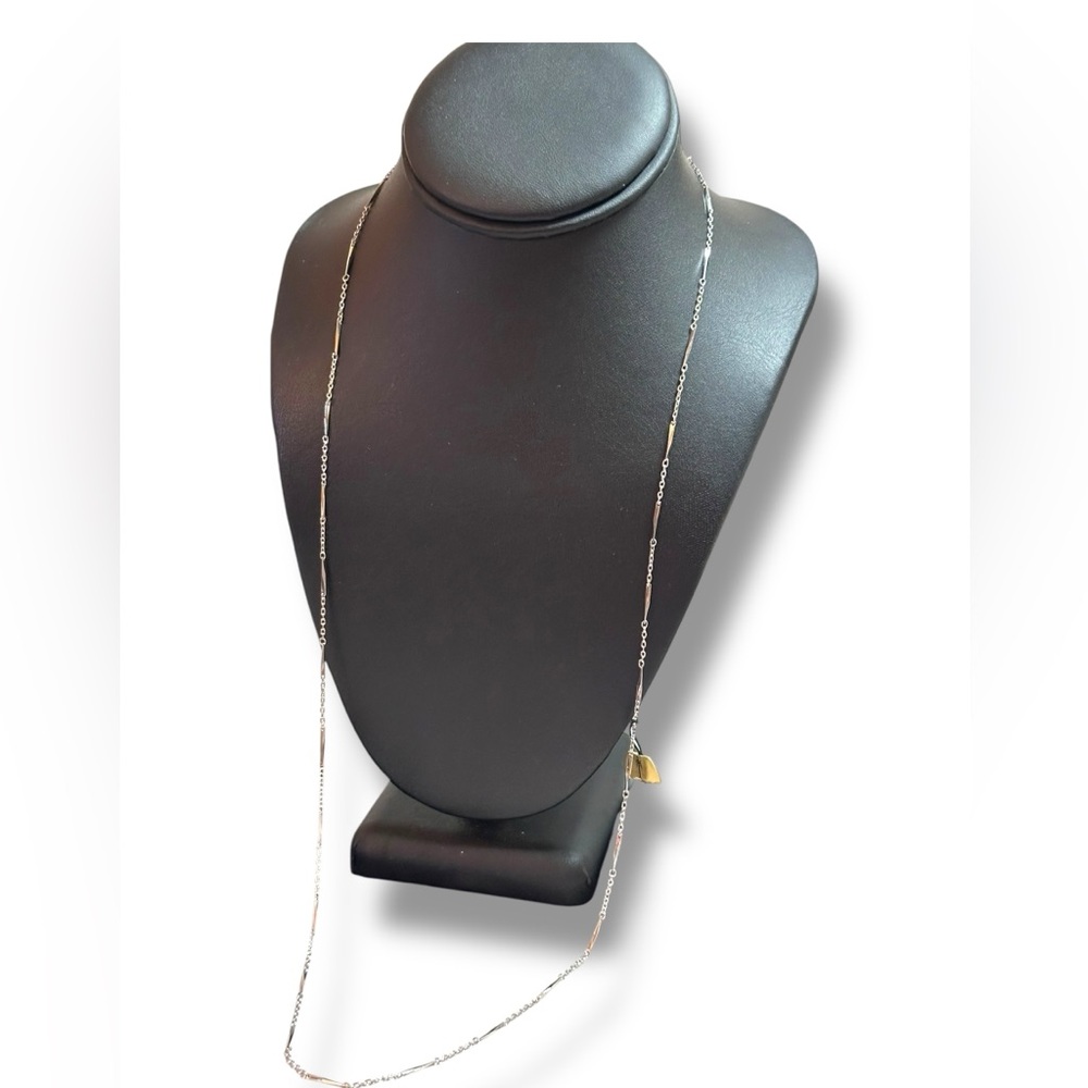 Vintage Trifari Silver Tone Bar Chain Necklace With Original Paper Tag 1955-1969